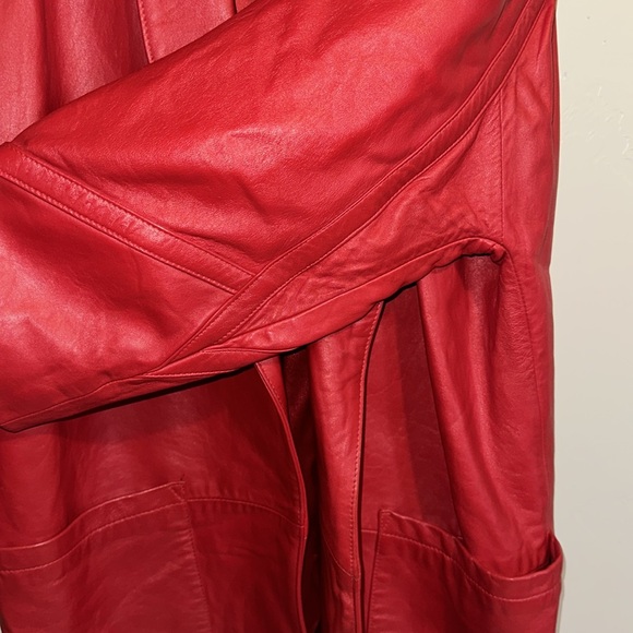 Jonathon Paris Red Leather Oversized Vintage Statement Jacket Made in USA - Picture 3 of 9